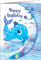 Birthday Age 3, Baby Blue Dolphin card
