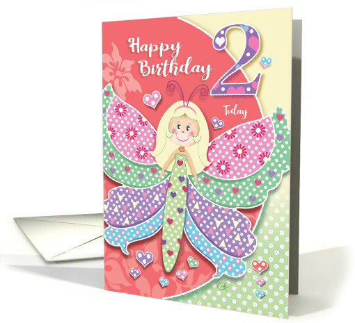 Birthday, Butter-fly Girl, Age 2 card (1583404)