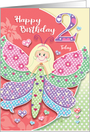 Birthday, Butter-fly Girl, Age 2 card