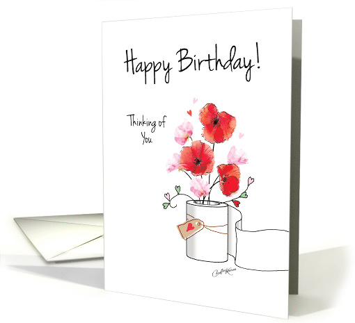 COVID-19, Happy Birthday, Flowers in toilet roll card (1607714)