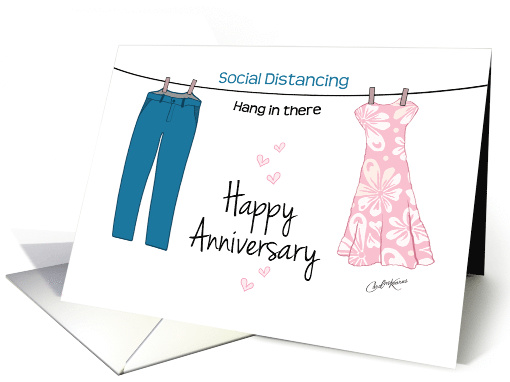 Coronavirus, Wedding Anniversary, Clothes line card (1607718)