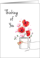 Coronavirus, Thinking of you, Poppies in toilet roll vase card