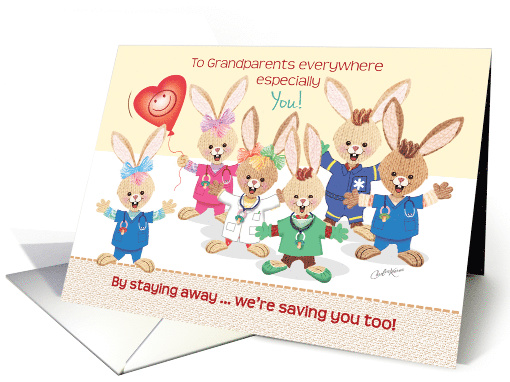 Social Distance to Grandparents, Missing You, Medical Bunnies card