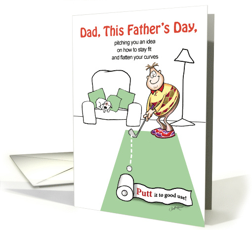 Coronavirus, Father's Day, Golfer Putting ball into Toilet Roll card