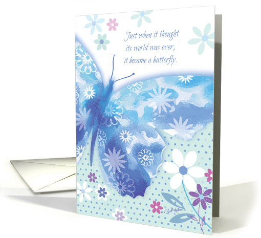 Encouragement, Inspirational Verse, Beautiful Blue Butterfly card