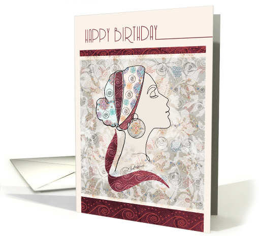 Birthday, Art Nouveau Style Lady in Headscarf card (1639212)