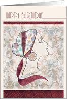 Birthday, Art Nouveau Style Lady in Headscarf card