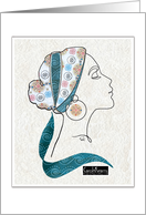 Elegant Art Nouveau Style Lady in Turquoise Headscarf card