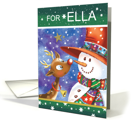 For Ella, Snowman, and Reindeer, Nose to Nose. card (1661502)