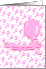 Baby Shower Invitation For Girl With Pink Feet Banner And Balloon card