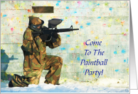 Paintball Party Invitation Paintballing in Camouflage With Paint Gun card