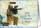 Paintball Party Invitation Paintballing in Camouflage With Paint Gun card