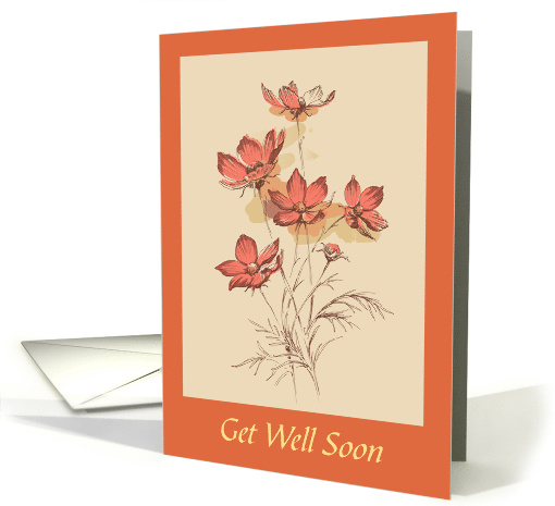 Get Well Soon With Orange Flower Art Design card (1223070)
