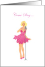 Karaoke Party Invitation With Cute Blond Singer And Microphone card