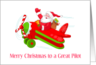 Merry Christmas To A Great Pilot With Flying Santa With Gifts card