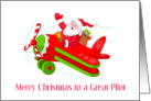 Merry Christmas To A Great Pilot With Flying Santa With Gifts card