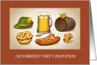 OKTOBERFEST Party Invitation with Beer Brats Keg and Pretzels card