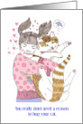 June 4th Hug Your Cat Day With Cat And Girl Hugging And Hearts card