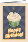 Fun, retro birthday–cupcake with candle card