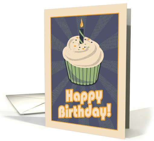 Fun, retro birthdaycupcake with candle card (1210422)