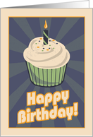 Fun, retro birthdaycupcake with candle card