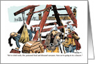 Funny siege cartoon using lawyer as ammo in the trebuchet card