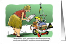 Fun mom & kid on tricycle lawyer-oriented blank note card
