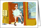 Funny brunch/luncheon invitation cartoon - no clothing restrictions card