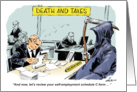 Humorous tax day survival cartoon card