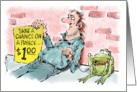 Funny all occasion blank - kissing a frog cartoon card