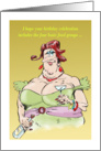 Funny dietary birthday suggestion for a woman cartoon card