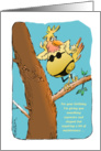 Amusing female Birthday bird in elegant underwear cartoon card