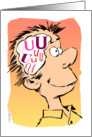 Amusing and colorful I love U cartoon card