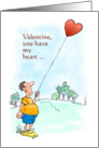Amusing floating heart Be My Valentine cartoon card