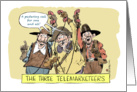 Amusing new product or business service announcement cartoon card