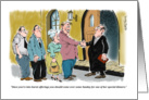 Funny save the date for a church fundraiser cartoon card