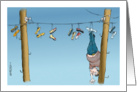Funny Be My Valentine - out on a wire cartoon card