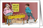Funny chastity belt kiss and make up cartoon card