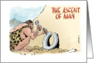 Funny belated Father’s Day cave man invention cartoon card