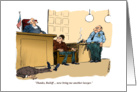 Funny courtroom, judge thank you cartoon card