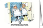 Funny thank you to medical specialist cartoon card