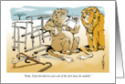 Belated Father’s Day cartoon lion and easy prey cartoon card