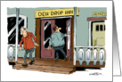 Fun TGIF invitation for after work drinks at the old hangout cartoon card