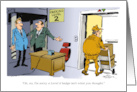 New Job Hire and Basement Desk Blank Any Occasion cartoon card