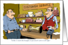 Blank any occasion returning a timepiece to the store cartoon card