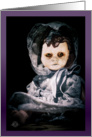 Belated Happy Halloween greeting with creepy doll card