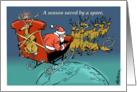 Blank Santa and sleigh mishap cartoon blank all occasion card