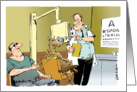 Amusing celebrate International Guide Dog Day eye test cartoon card