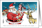 Amusing Santa brunch invite and urine sample card