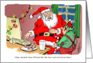 Amusing late Christmas greeting with Santa and hacking card